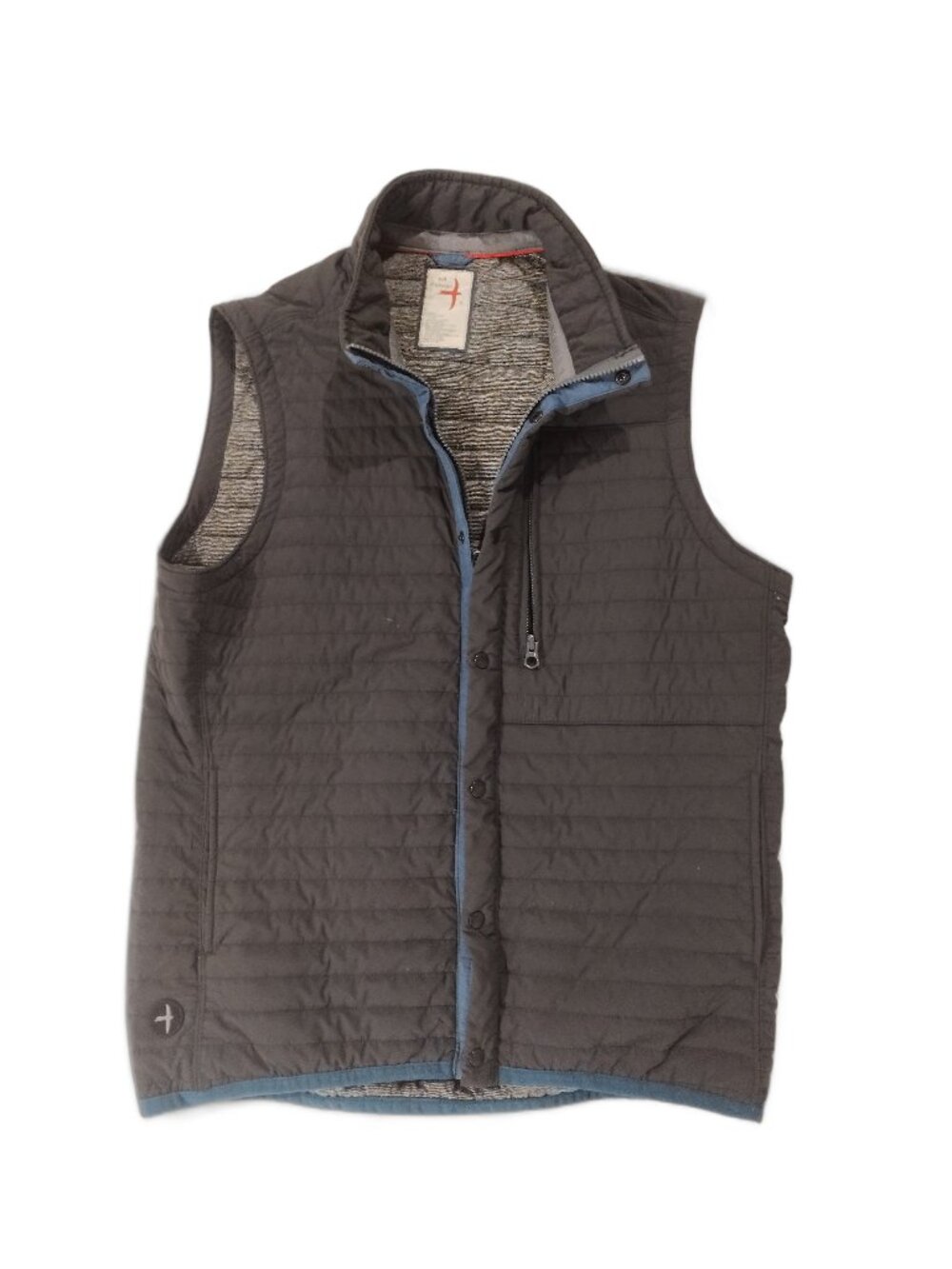 Relwen Windzip Quilted Vest Men M Black Fade Blue Trim